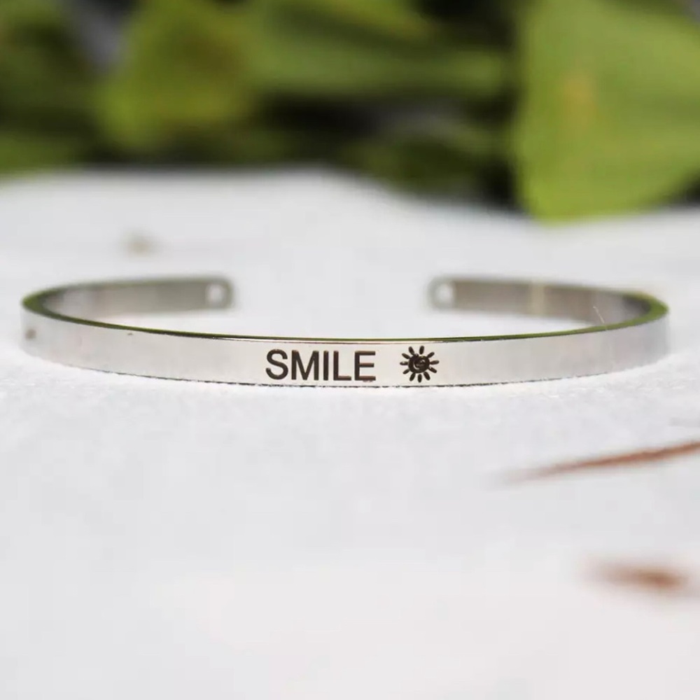 Open Cuff Bangle - Smile